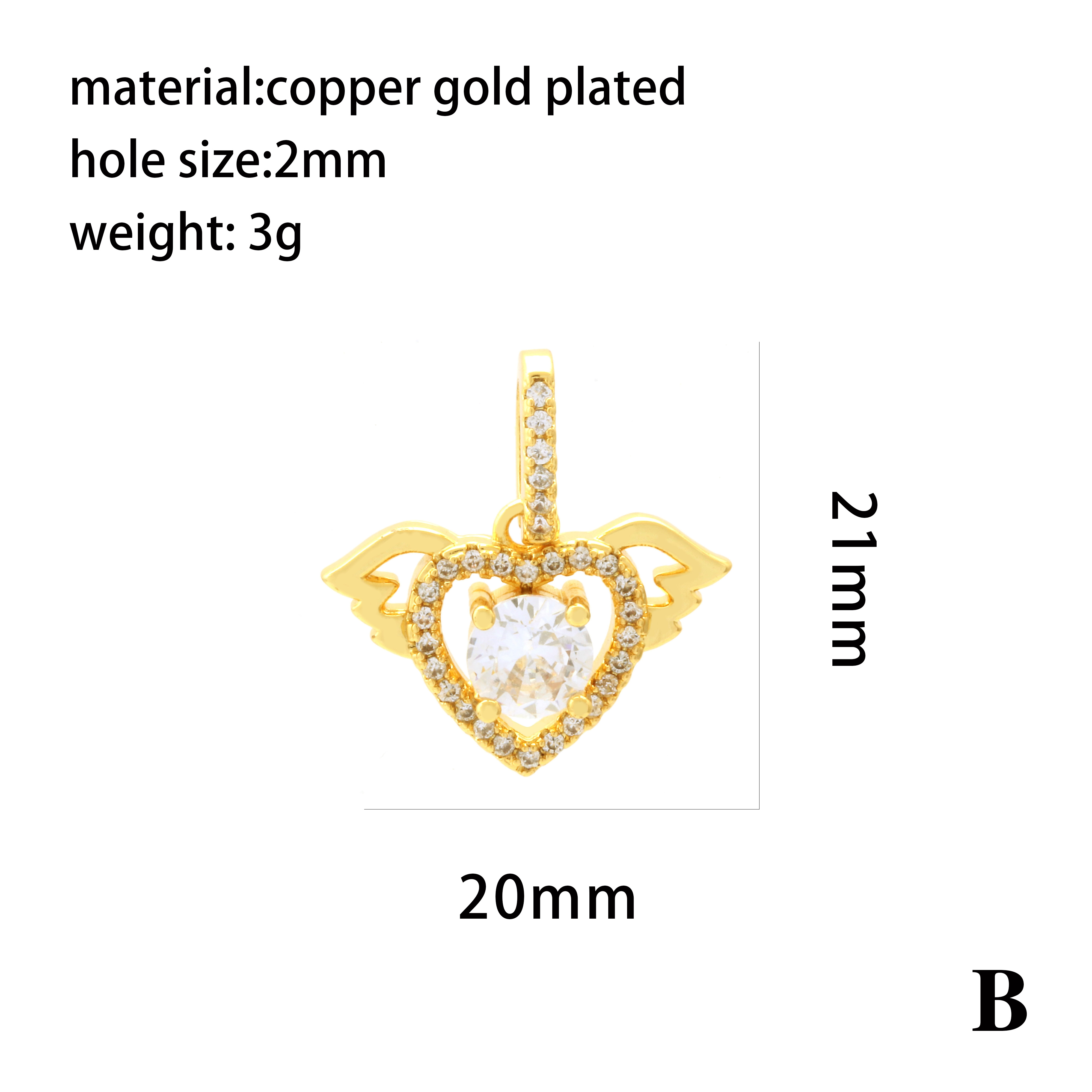 Retro Simple Style Streetwear Cross Sun Heart Shape Copper Plating Inlay Zircon 18k Gold Plated Charms display picture 10