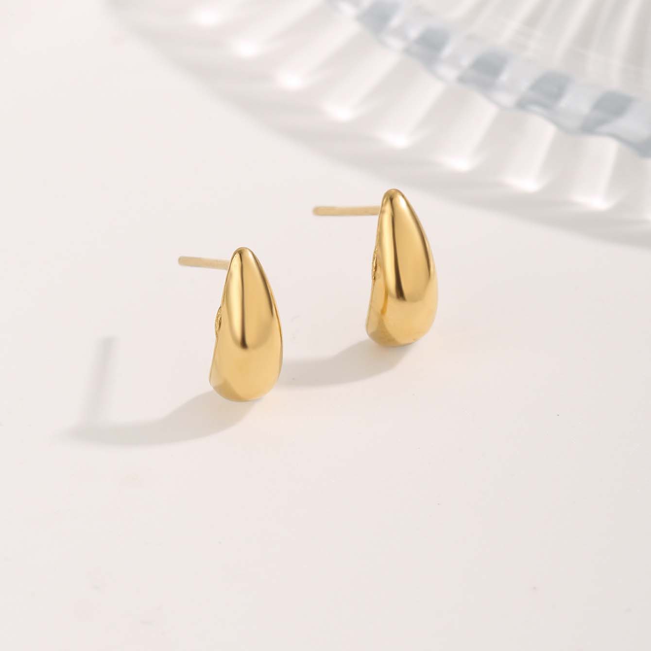 1 Pair Streetwear Irregular Square Water Droplets Plating Titanium Steel Gold Plated Ear Studs display picture 11