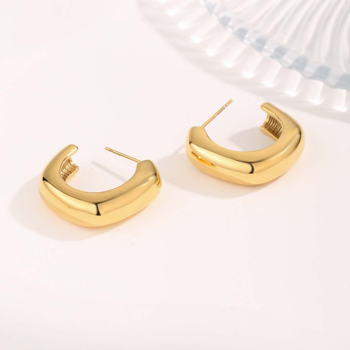 1 Pair Streetwear Irregular Square Water Droplets Plating Titanium Steel Gold Plated Ear Studs display picture 9
