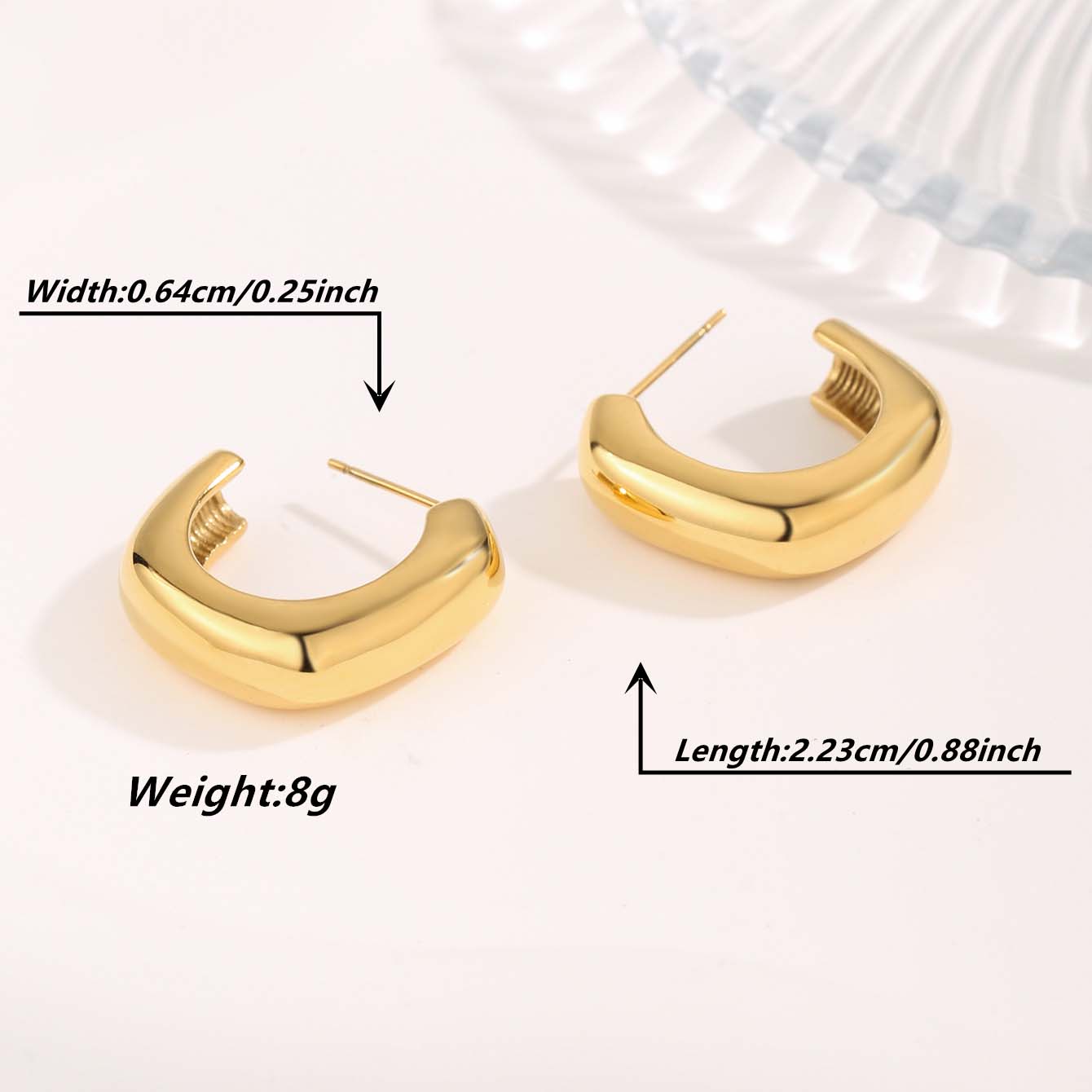 1 Pair Streetwear Irregular Square Water Droplets Plating Titanium Steel Gold Plated Ear Studs display picture 2