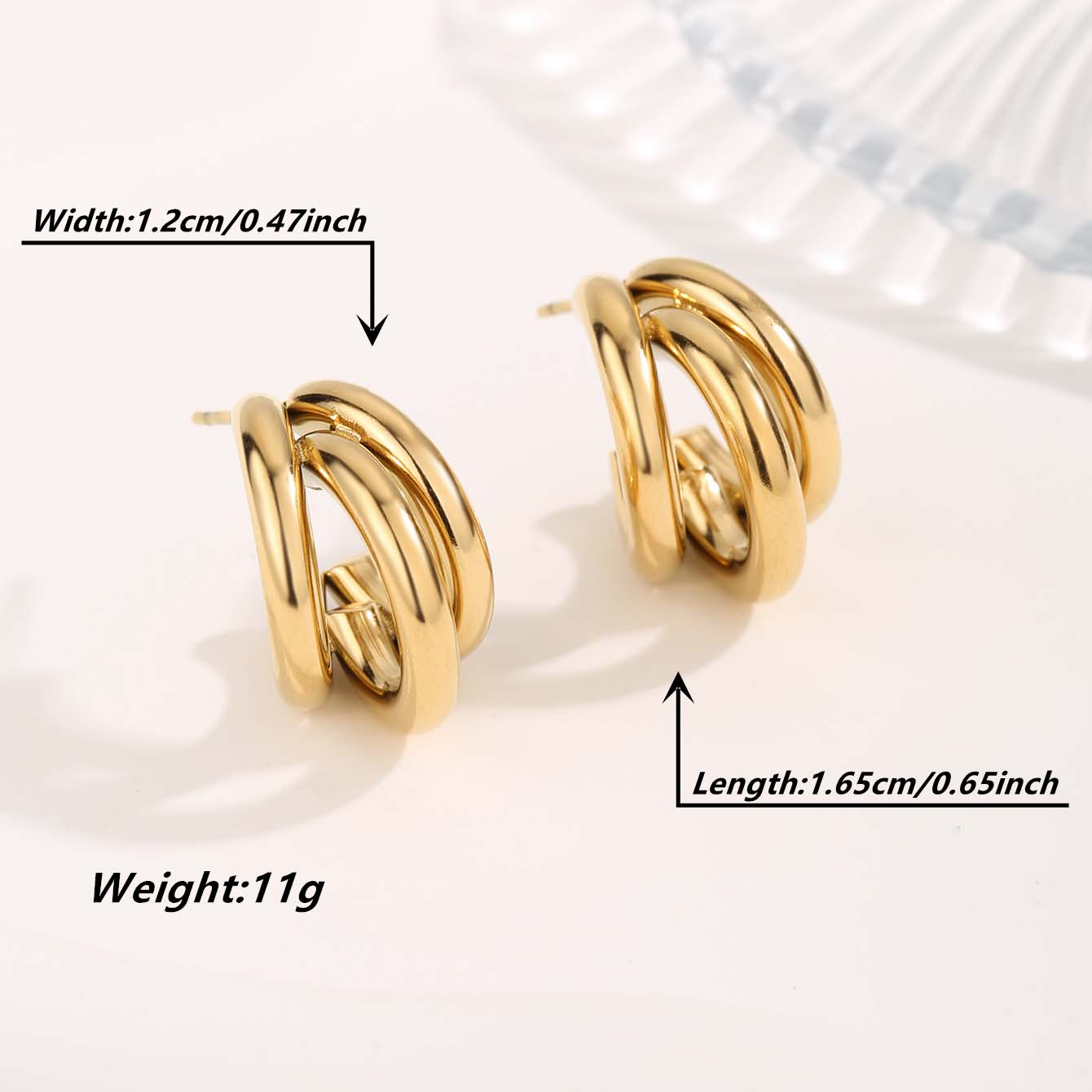 1 Pair Streetwear Irregular Square Water Droplets Plating Titanium Steel Gold Plated Ear Studs display picture 3