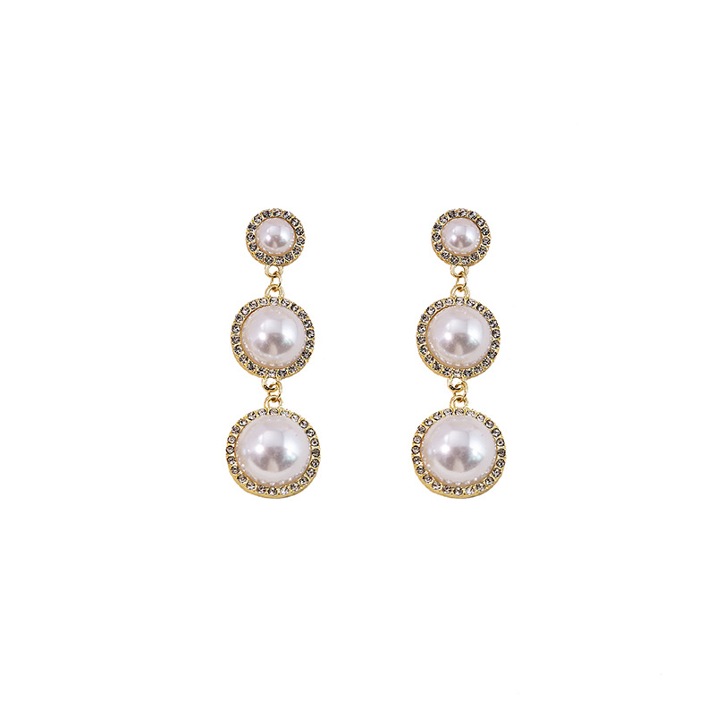 1 Pair Vintage Style Simple Style Geometric Inlay Alloy Artificial Pearls Drop Earrings display picture 1