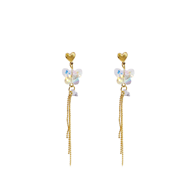 1 Pair Modern Style Sweet Flower Butterfly Inlay Alloy Opal Drop Earrings display picture 1