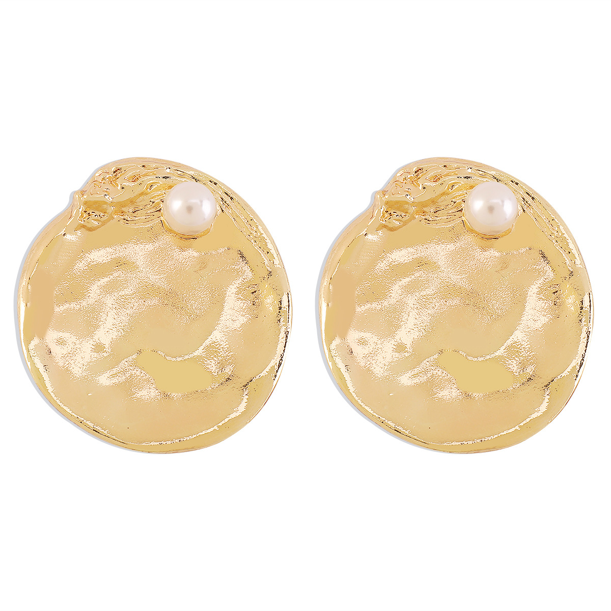1 Pair Vintage Style Round Inlay Imitation Pearl Alloy Pearl Ear Studs display picture 4