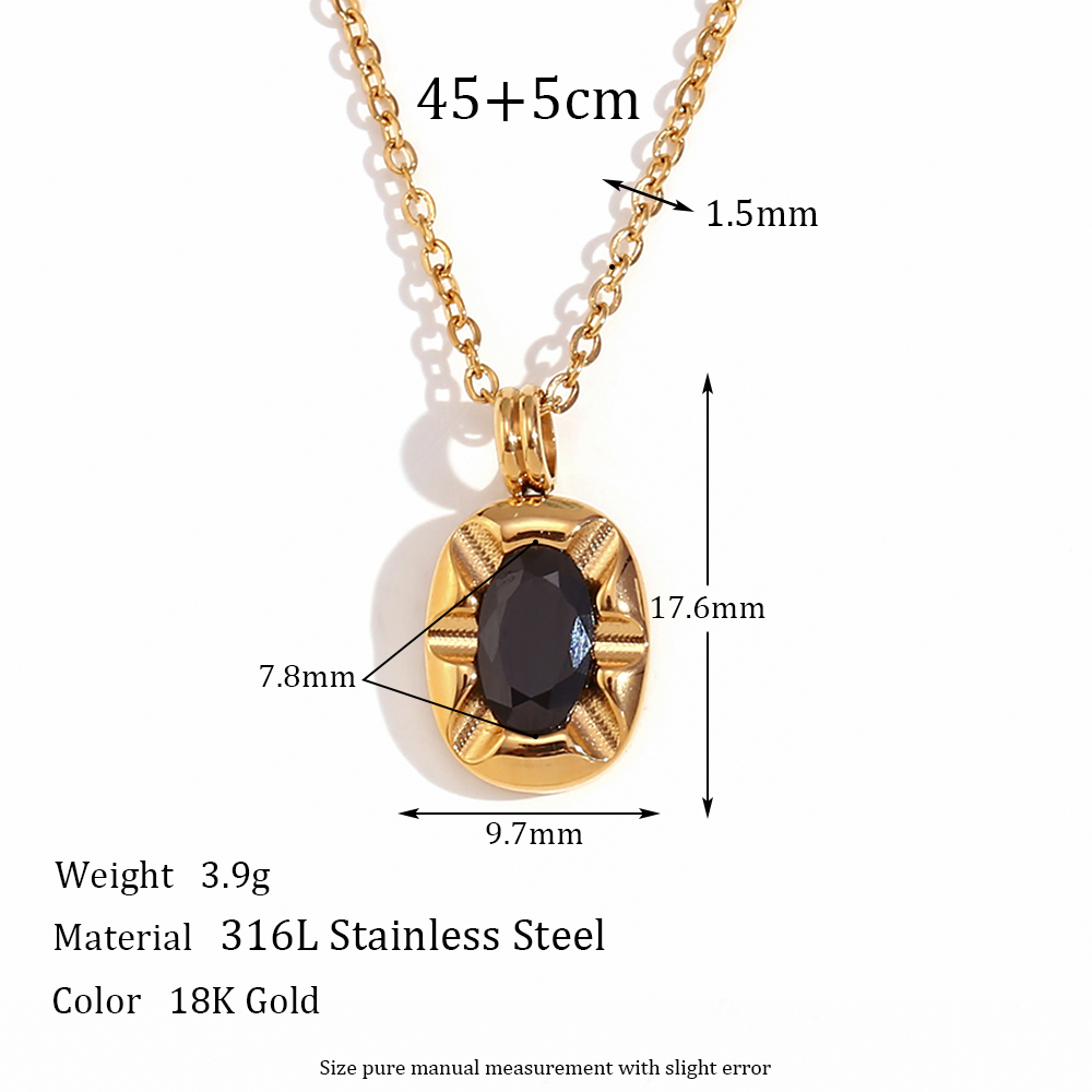 Classic Style Round Stainless Steel Plating Zircon 18k Gold Plated Pendant Necklace display picture 2