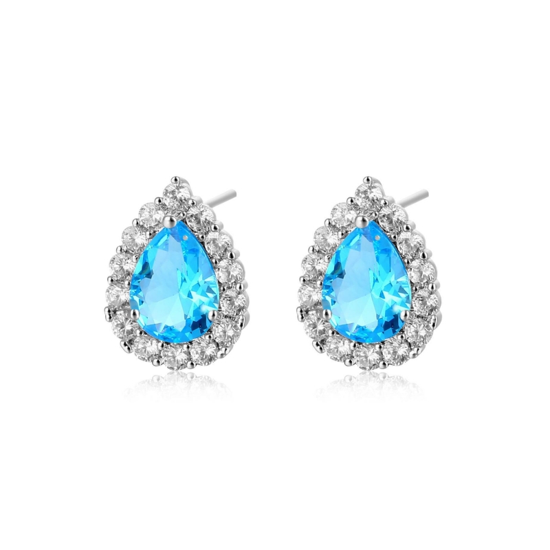 1 Pair Glam Simple Style Water Droplets Flower Snowflake Irregular Plating Inlay Copper Zircon Rhodium Plated Ear Studs display picture 12
