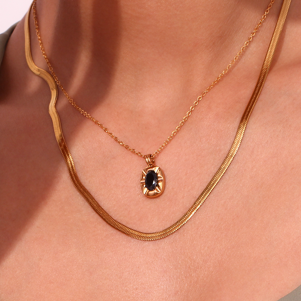 Classic Style Round Stainless Steel Plating Zircon 18k Gold Plated Pendant Necklace display picture 6