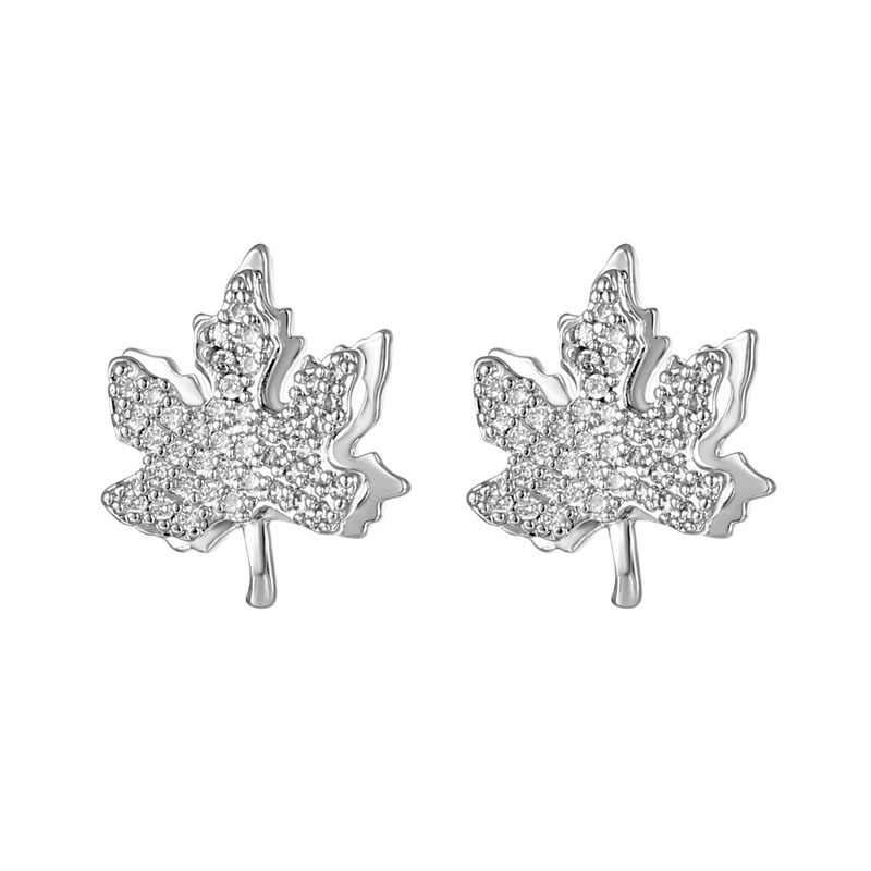 1 Pair Glam Simple Style Water Droplets Flower Snowflake Irregular Plating Inlay Copper Zircon Rhodium Plated Ear Studs display picture 5