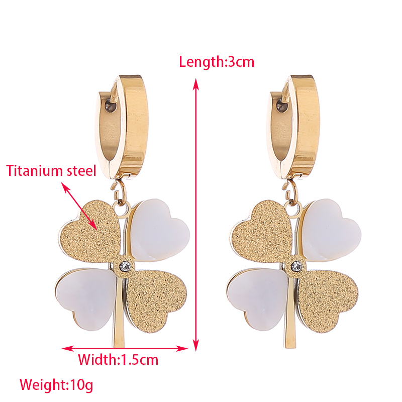 1 Pair Cute Bridal Four Leaf Clover Plating Carving 316 Stainless Steel  14K Gold Plated Earrings Ear Studs display picture 1