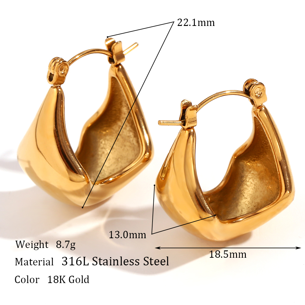 1 Pair Simple Style Solid Color Plating Stainless Steel 18k Gold Plated Ear Studs display picture 2