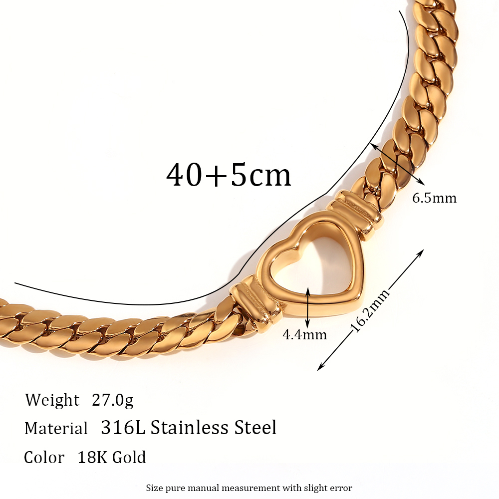 Simple Style Heart Shape Stainless Steel Plating 18k Gold Plated Necklace display picture 2