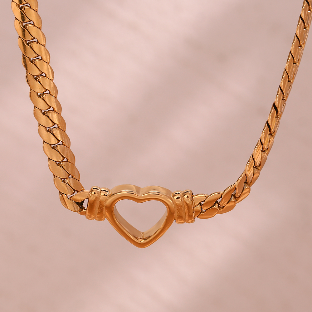 Simple Style Heart Shape Stainless Steel Plating 18k Gold Plated Necklace display picture 8