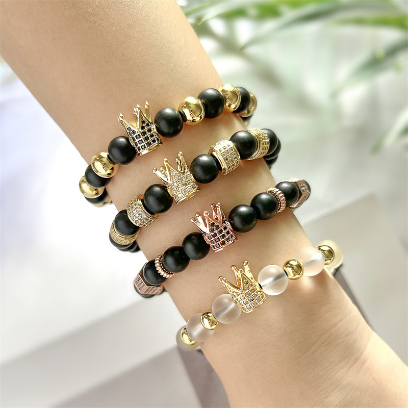 Ethnic Style Geometric Crown Natural Stone Copper Inlay Zircon Men's Bracelets display picture 3