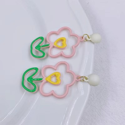 1 Pair Cute Simple Style Flower Copper Alloy Drop Earrings display picture 1