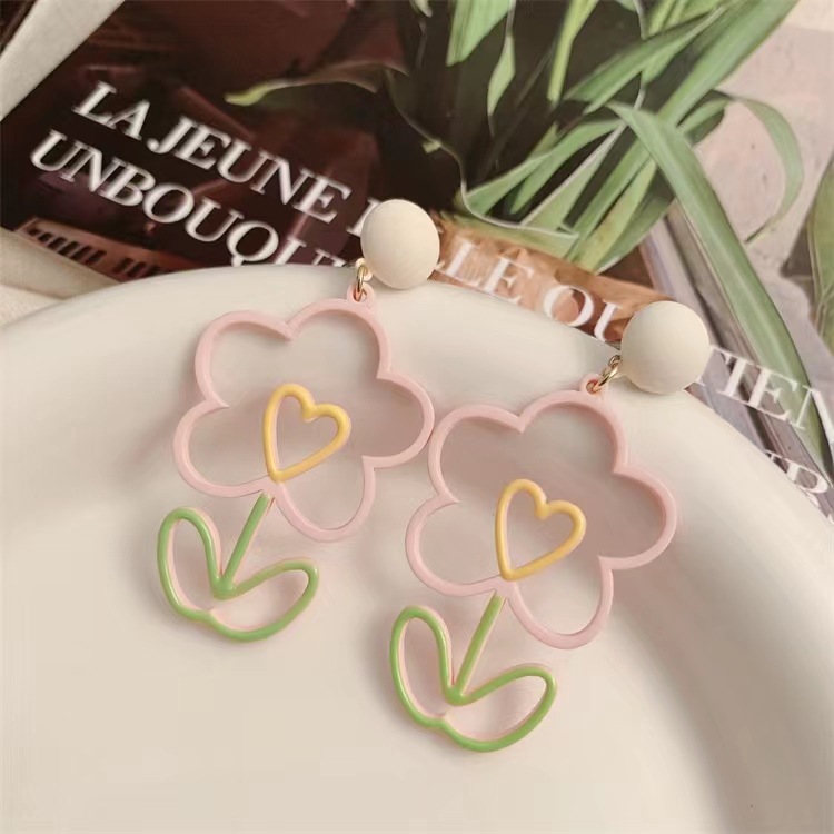 1 Pair Cute Simple Style Flower Copper Alloy Drop Earrings display picture 2