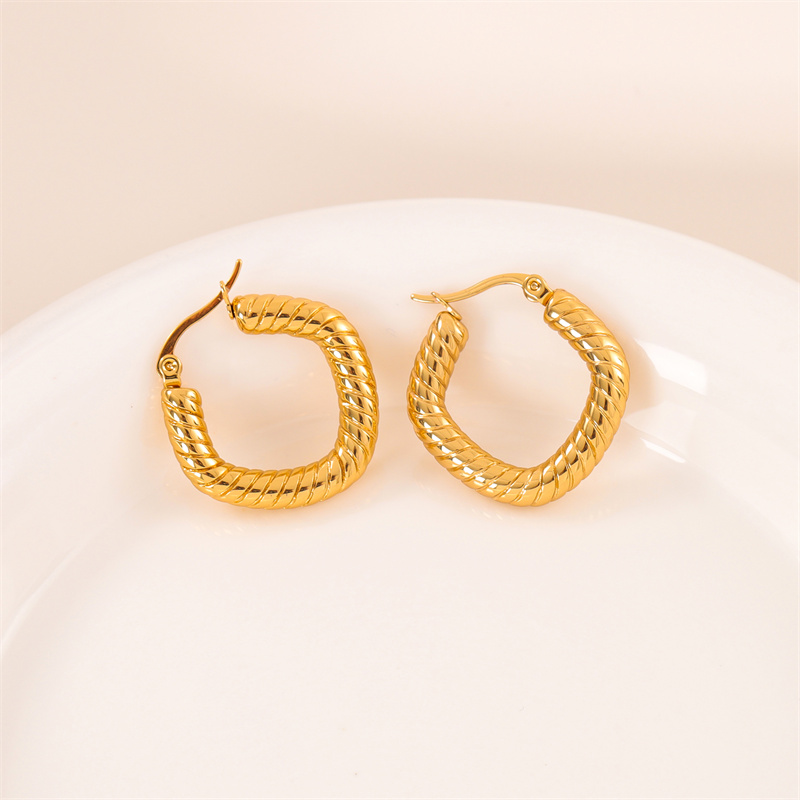 1 Pair Simple Style Irregular Round Plating Stainless Steel 18K Gold Plated Ear Studs display picture 1