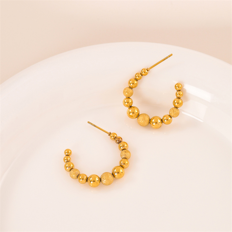 1 Pair Simple Style Irregular Round Plating Stainless Steel 18K Gold Plated Ear Studs display picture 1