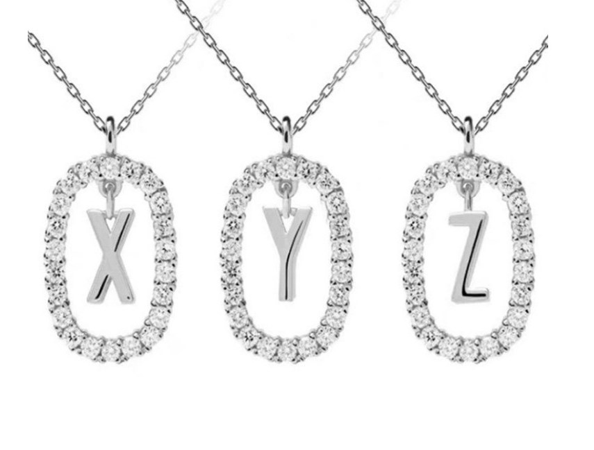 Elegant Simple Style Letter Sterling Silver Zircon Pendant Necklace In Bulk display picture 1