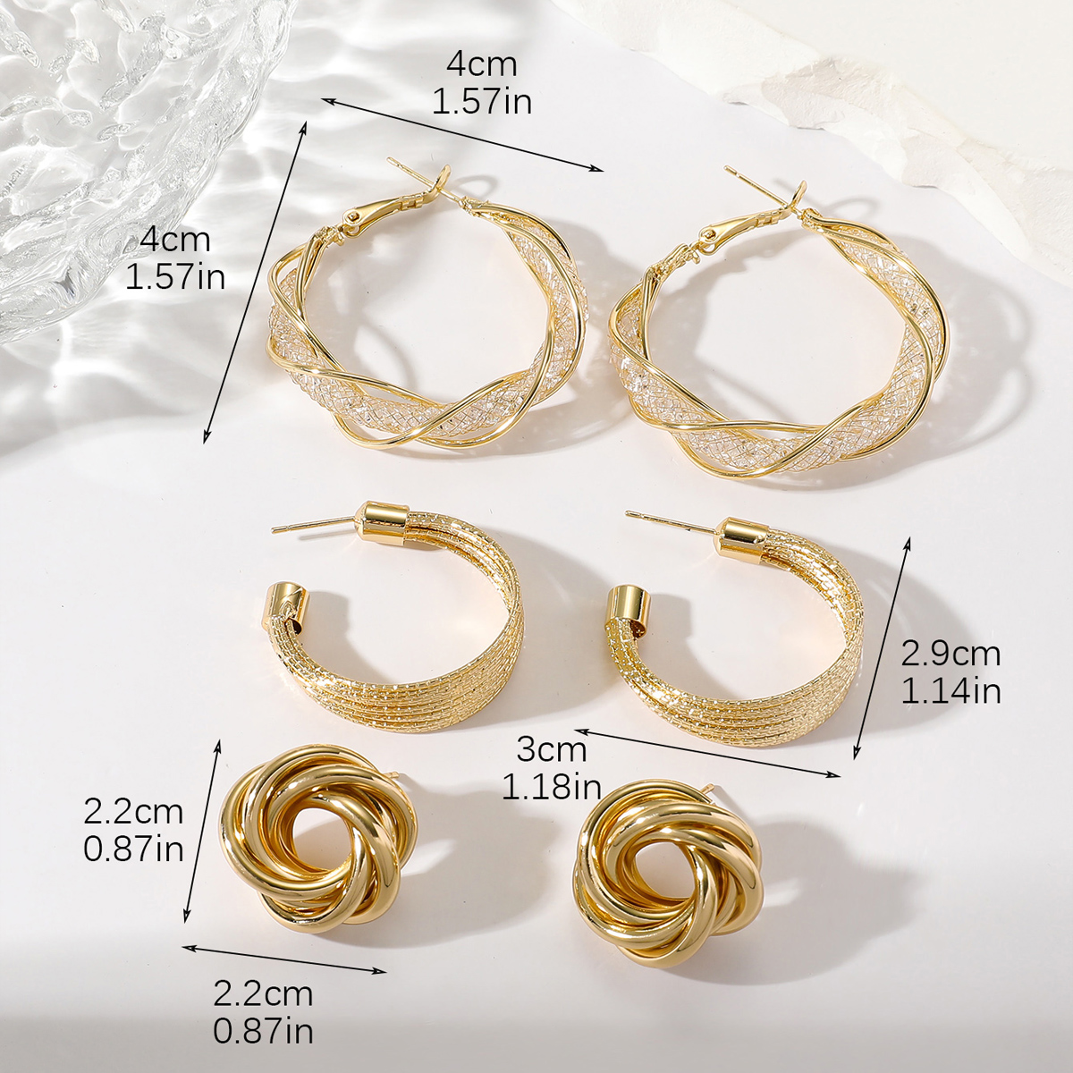 1 Set Korean Style C Shape Circle Ferroalloy Earrings display picture 2