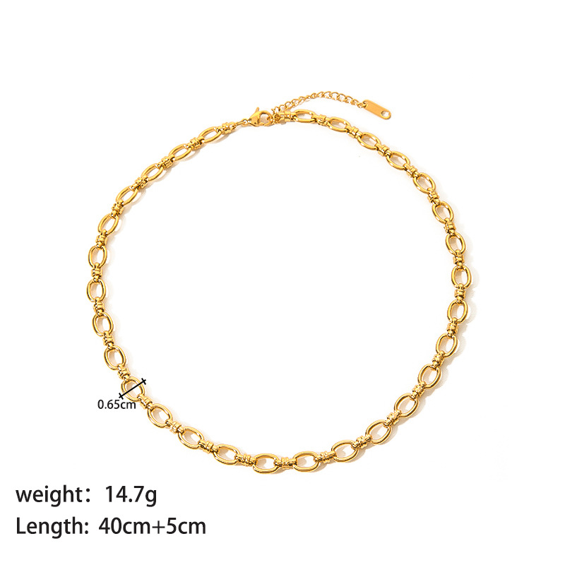 304 Stainless Steel 18K Gold Plated Simple Style Classic Style Streetwear Plating Solid Color Bracelets Necklace display picture 4