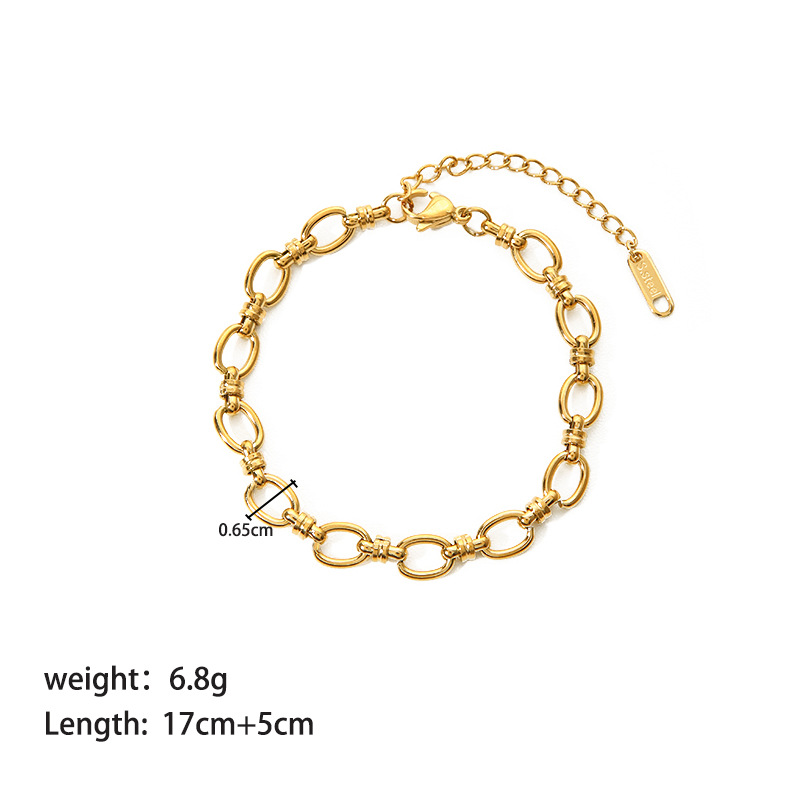 304 Stainless Steel 18K Gold Plated Simple Style Classic Style Streetwear Plating Solid Color Bracelets Necklace display picture 3