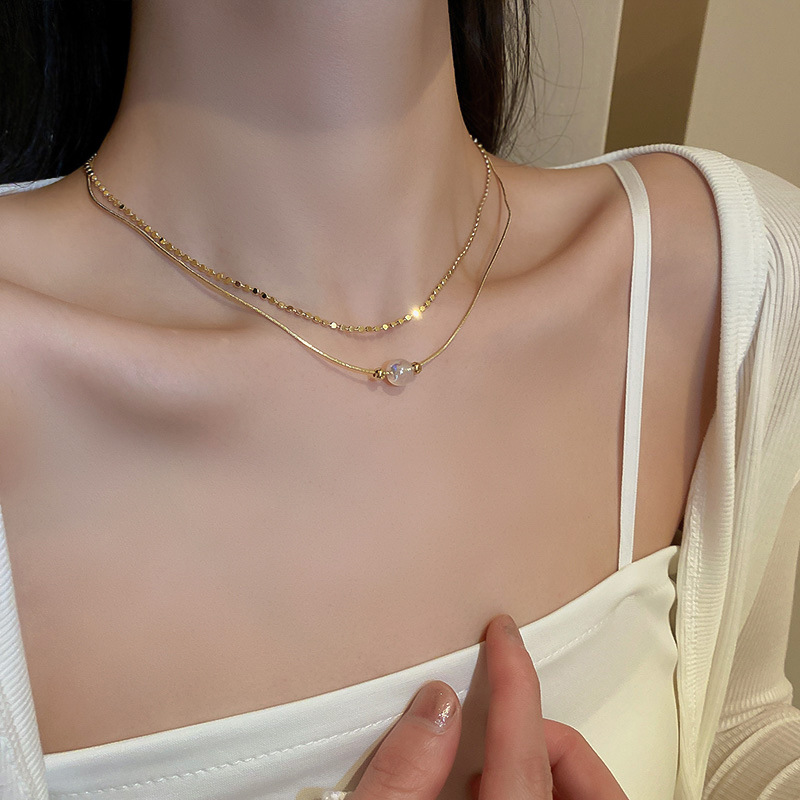 Sweet Simple Style Pearl Alloy Plating 14k Gold Plated Women's Double Layer Necklaces display picture 2