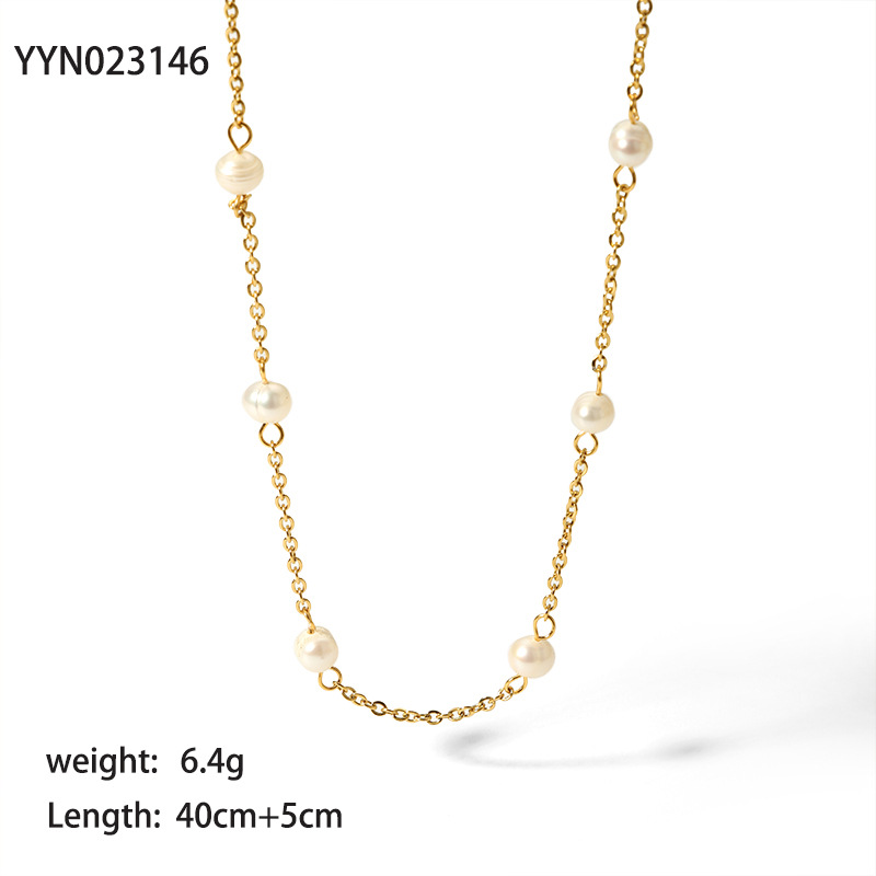 201 Stainless Steel Freshwater Pearl 18K Gold Plated Casual Simple Style Beaded Plating Ball Necklace display picture 1