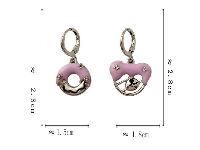 1 Pair Cute Sweet Bear Donuts Enamel Plating Inlay Alloy Gem Drop Earrings display picture 5