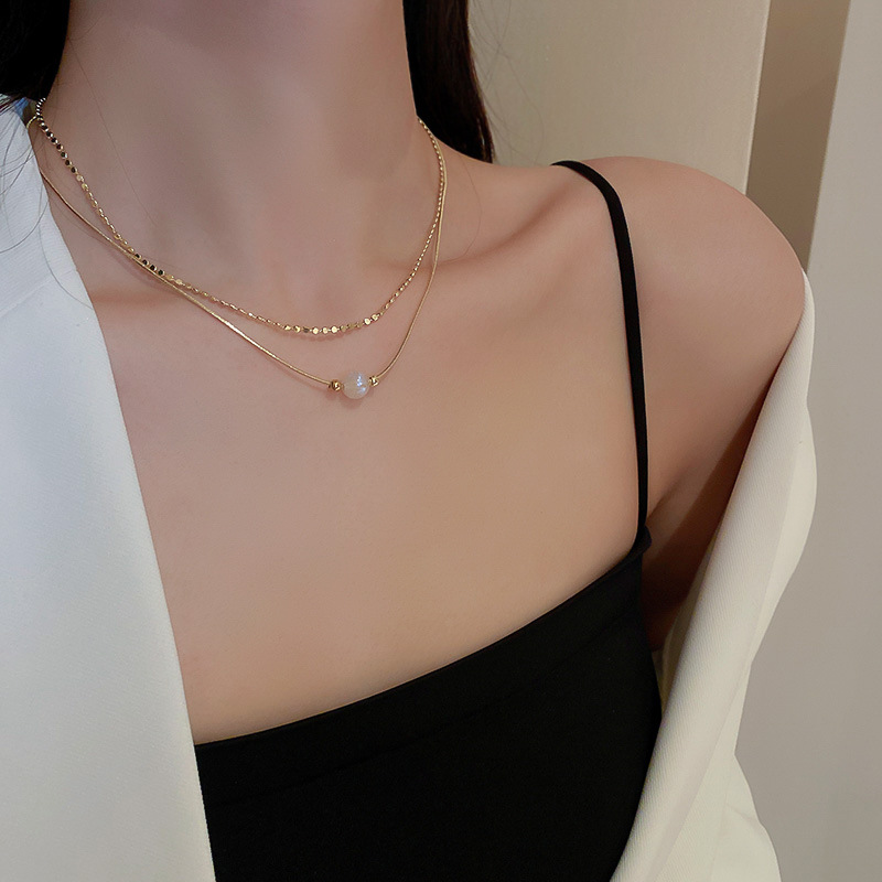 Sweet Simple Style Pearl Alloy Plating 14k Gold Plated Women's Double Layer Necklaces display picture 4