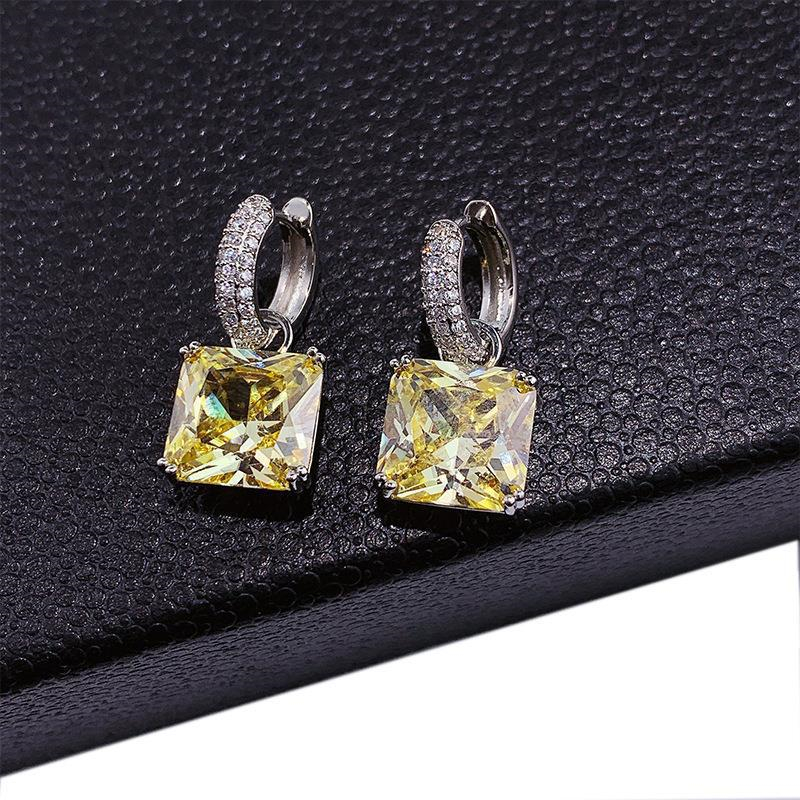 1 Pair Sweet Simple Style Shiny Square Heart Shape Rectangle Inlay Copper Zircon K Gold Plated Rhodium Plated Drop Earrings display picture 9