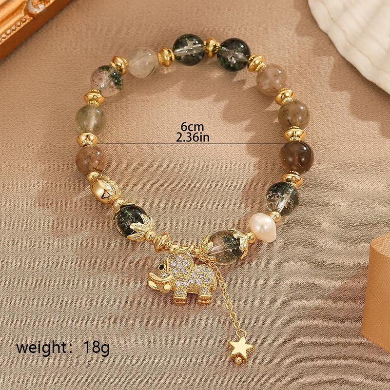 Vintage Style Simple Style Star Elephant Crystal Freshwater Pearl Copper Inlay Zircon Bracelets display picture 4