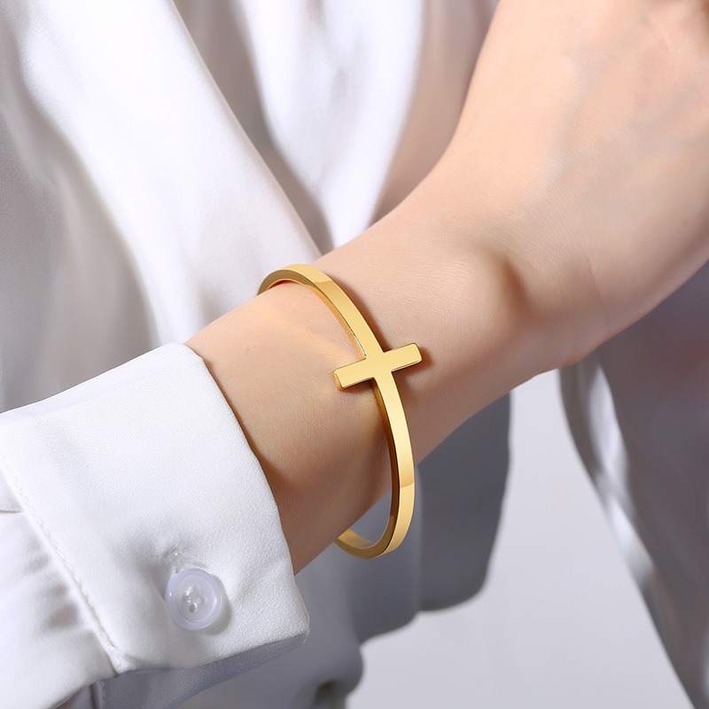 Casual Streetwear Geometric 304 Stainless Steel 18K Gold Plated Bangle In Bulk display picture 9