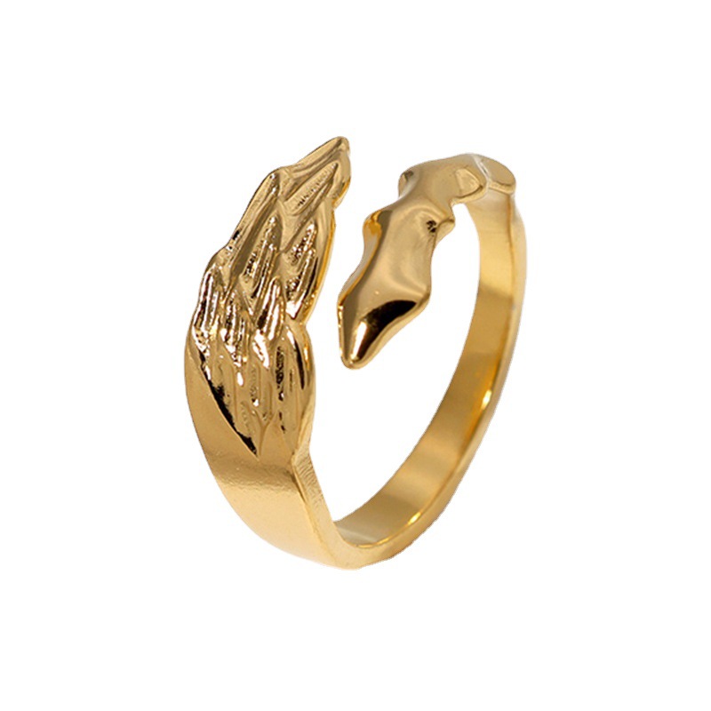 Exaggerated Angel Stainless Steel Asymmetrical Open Rings display picture 2