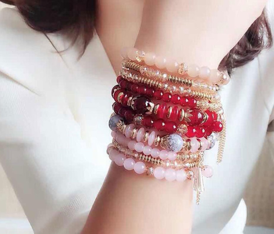Wholesale Jewelry Ethnic Style Bohemian Streetwear Round Artificial Crystal Plastic Resin Plating Bracelets display picture 5