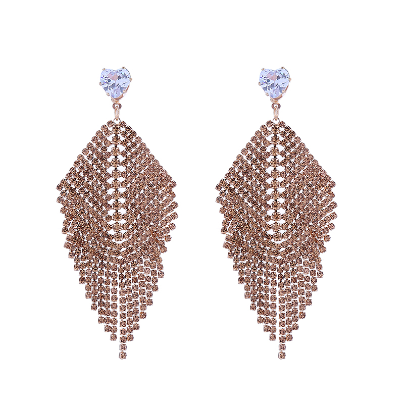 1 Pair Elegant Tassel Inlay Alloy Rhinestones Drop Earrings display picture 8
