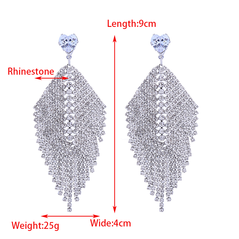 1 Pair Elegant Tassel Inlay Alloy Rhinestones Drop Earrings display picture 1