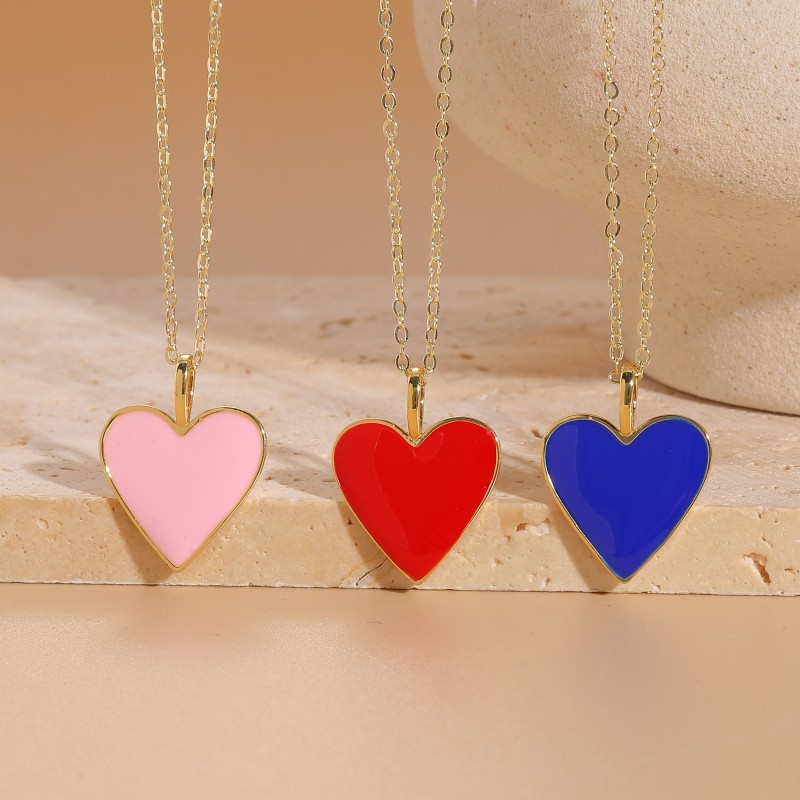 Elegant Lady Heart Shape Brass 14k Gold Plated Pendant Necklace In Bulk display picture 1