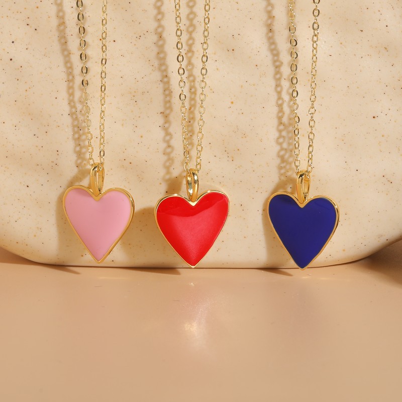 Elegant Lady Heart Shape Brass 14k Gold Plated Pendant Necklace In Bulk display picture 7