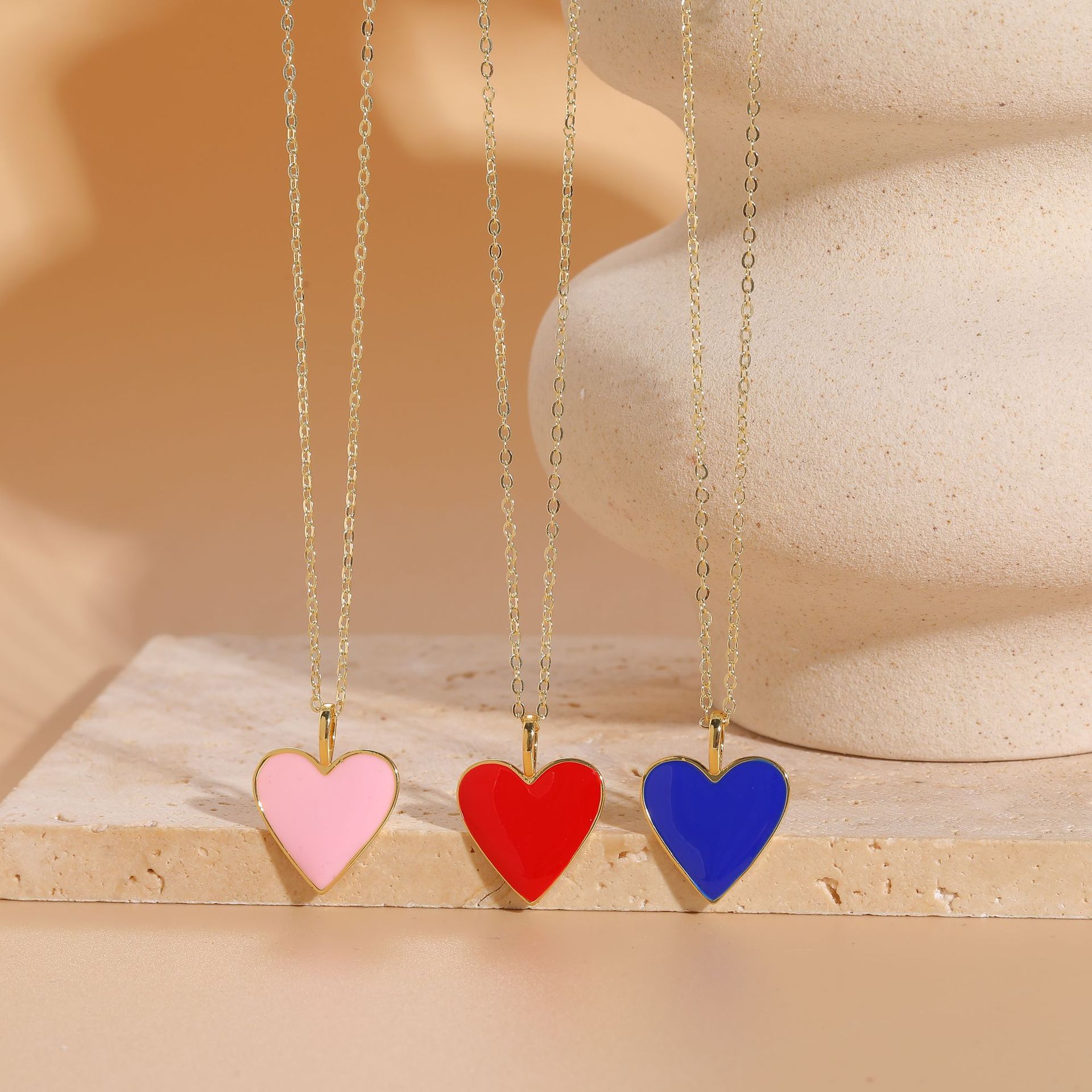Elegant Lady Heart Shape Brass 14k Gold Plated Pendant Necklace In Bulk display picture 5