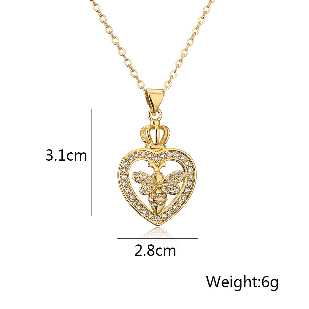 Simple Style Commute Bee Copper 18k Gold Plated Zircon Pendant Necklace In Bulk display picture 1