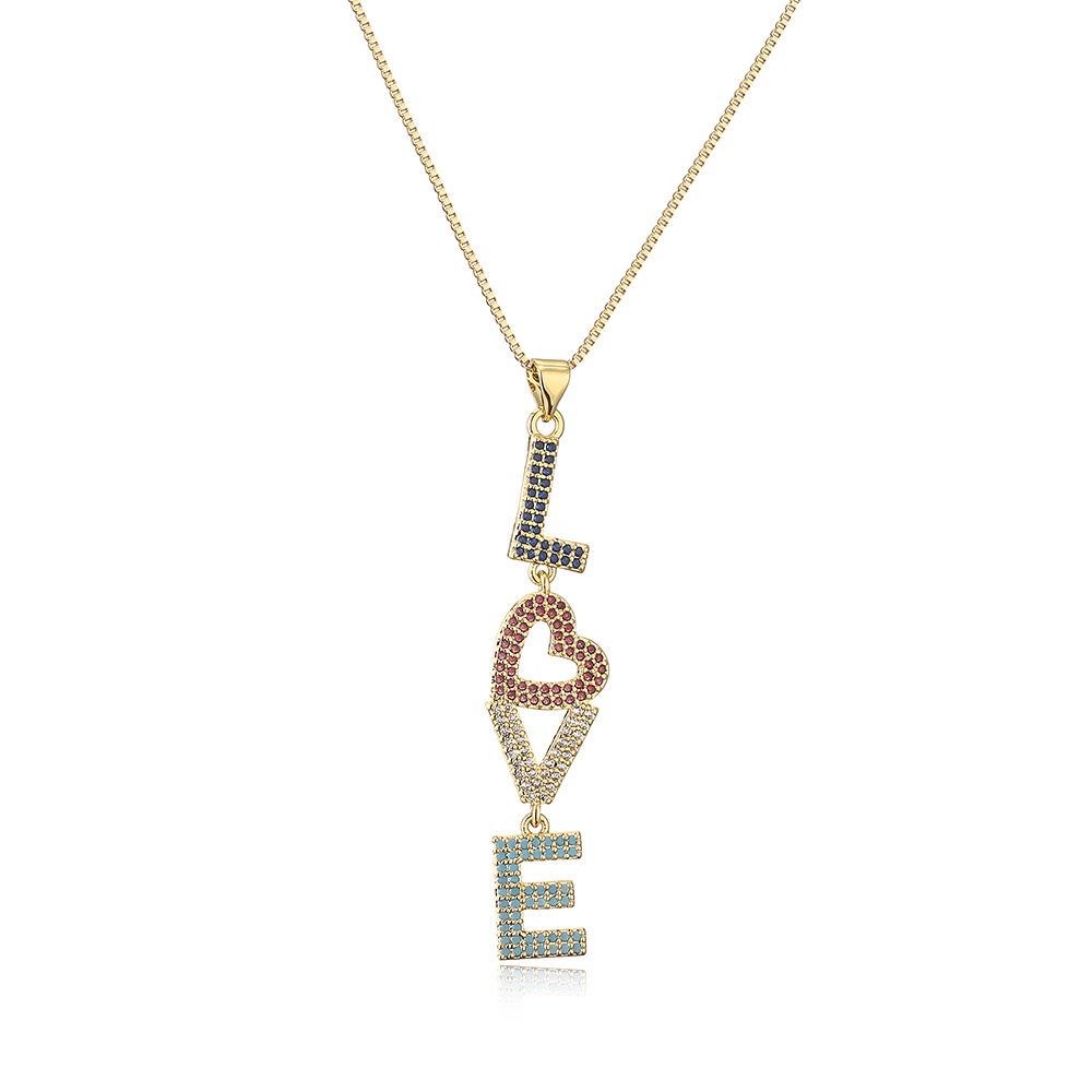 Simple Style Commute Love Copper 18k Gold Plated Zircon Pendant Necklace In Bulk display picture 2