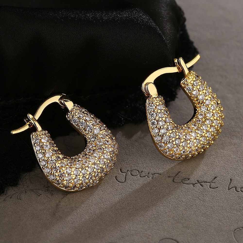 1 Pair Simple Style Commute Geometric Plating Inlay Copper Zircon 18k Gold Plated Earrings display picture 5