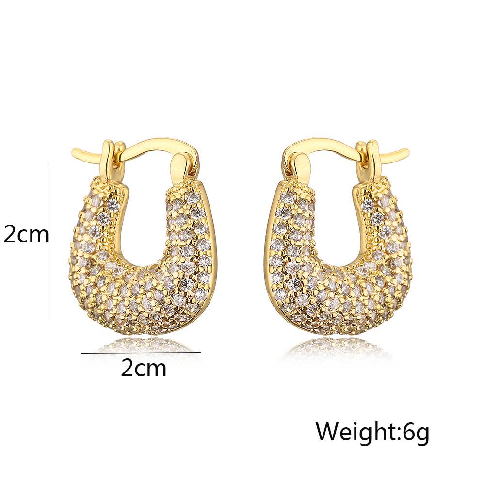 1 Pair Simple Style Commute Geometric Plating Inlay Copper Zircon 18k Gold Plated Earrings display picture 1