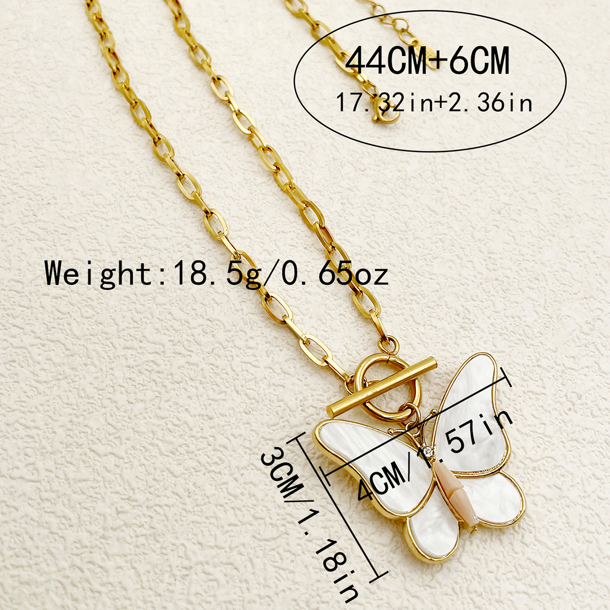 304 Stainless Steel 14K Gold Plated Classical Vintage Style Sweet Enamel Plating Butterfly Shell Pendant Necklace display picture 1