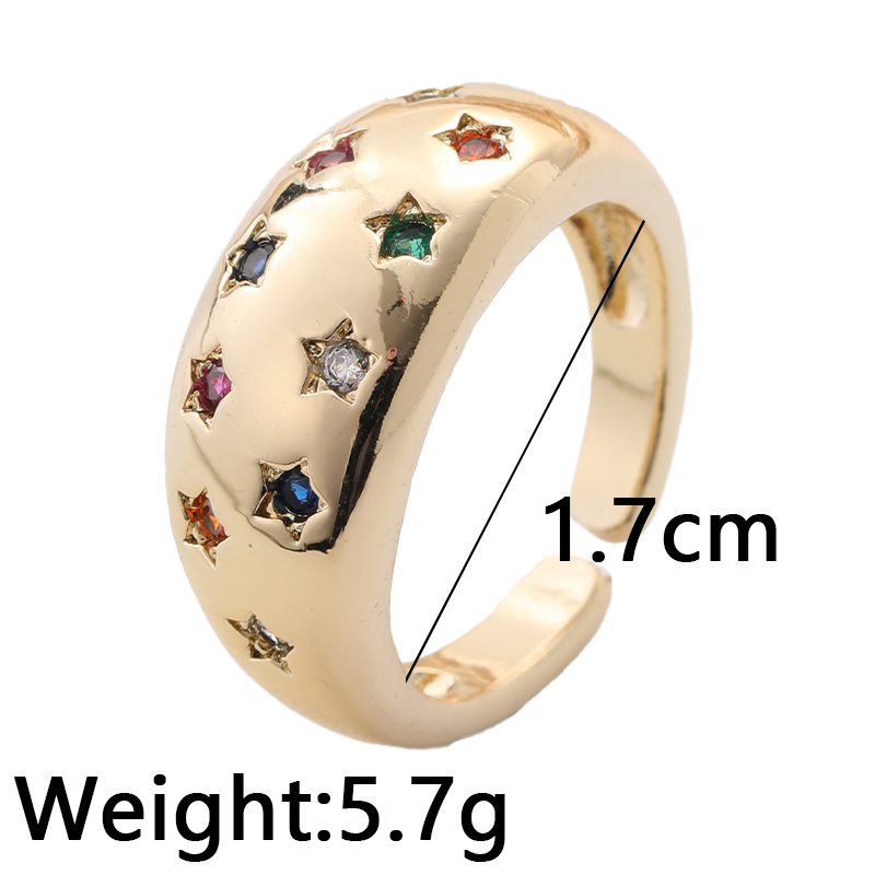 Casual Streetwear Geometric Star Copper Inlay Zircon Open Rings display picture 1