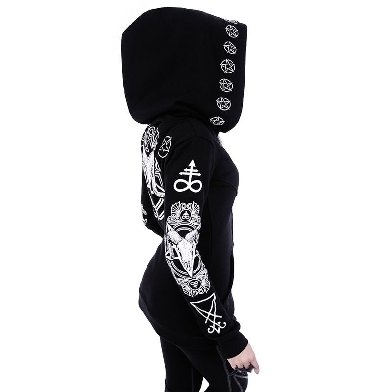 Femmes Sweat À Capuche Manche Longue Hoodies Et Pulls Molletonnés Poche Fermeture Éclair Punk Star Lune Mouton display picture 1