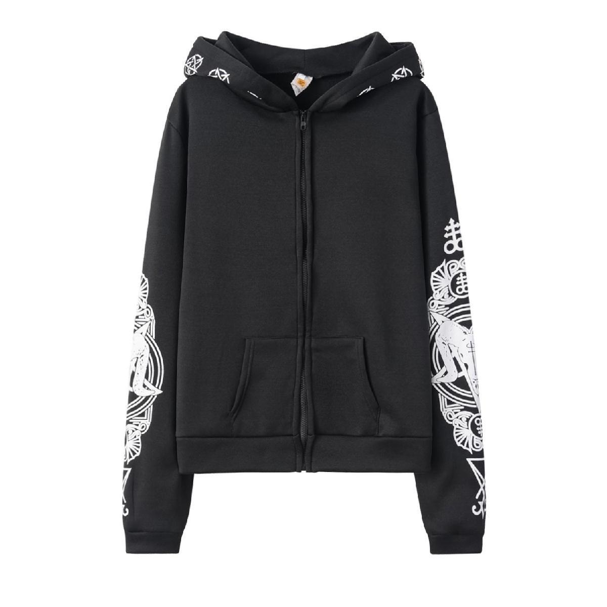 Women's Hoodie Long Sleeve Hoodies & Sweatshirts Pocket Zipper Punk Star Moon Sheep display picture 2