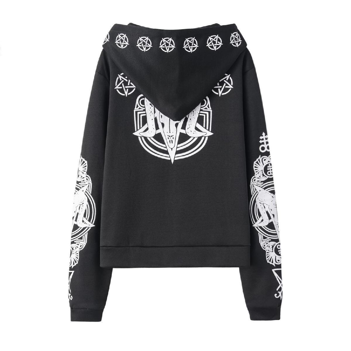 Frau Kapuzenpullover Lange Ärmel Hoodies & Sweatshirts Tasche Reißverschluss Punk Stern Mond Schaf display picture 6