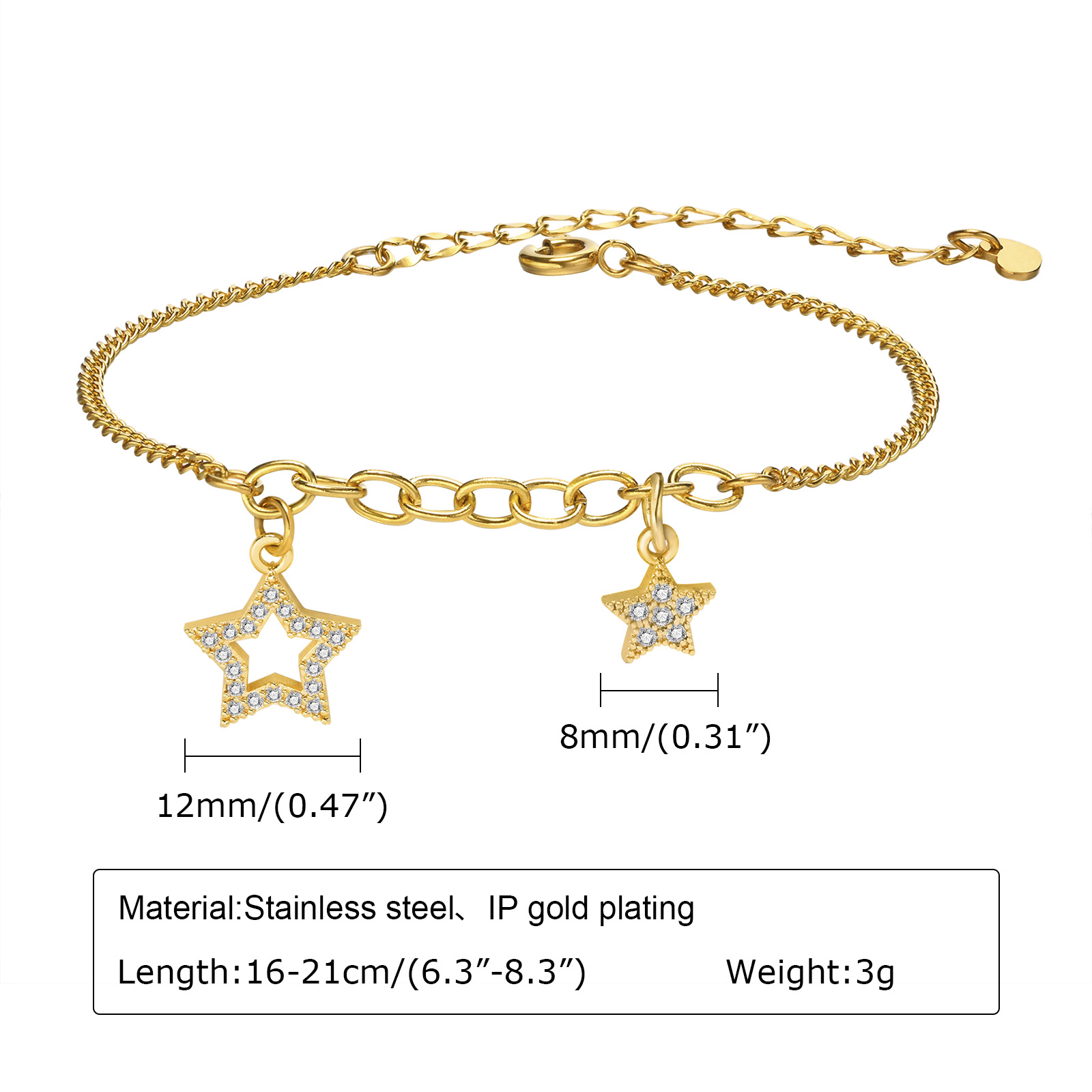 Copper Gold Plated Simple Style Star Butterfly Heart Shape Zircon Bracelets display picture 2