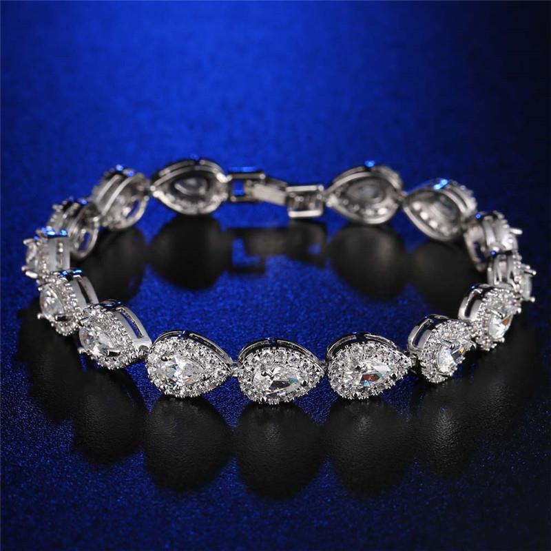 Copper Rhodium Plated Lady Simple Style Inlay Geometric Zircon Bracelets display picture 6